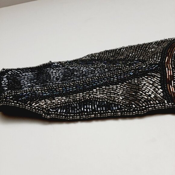 DEENA & OZZY Beaded Belt Intricate Design Seed Bead Boho Black Sz L - Picture 8 of 16